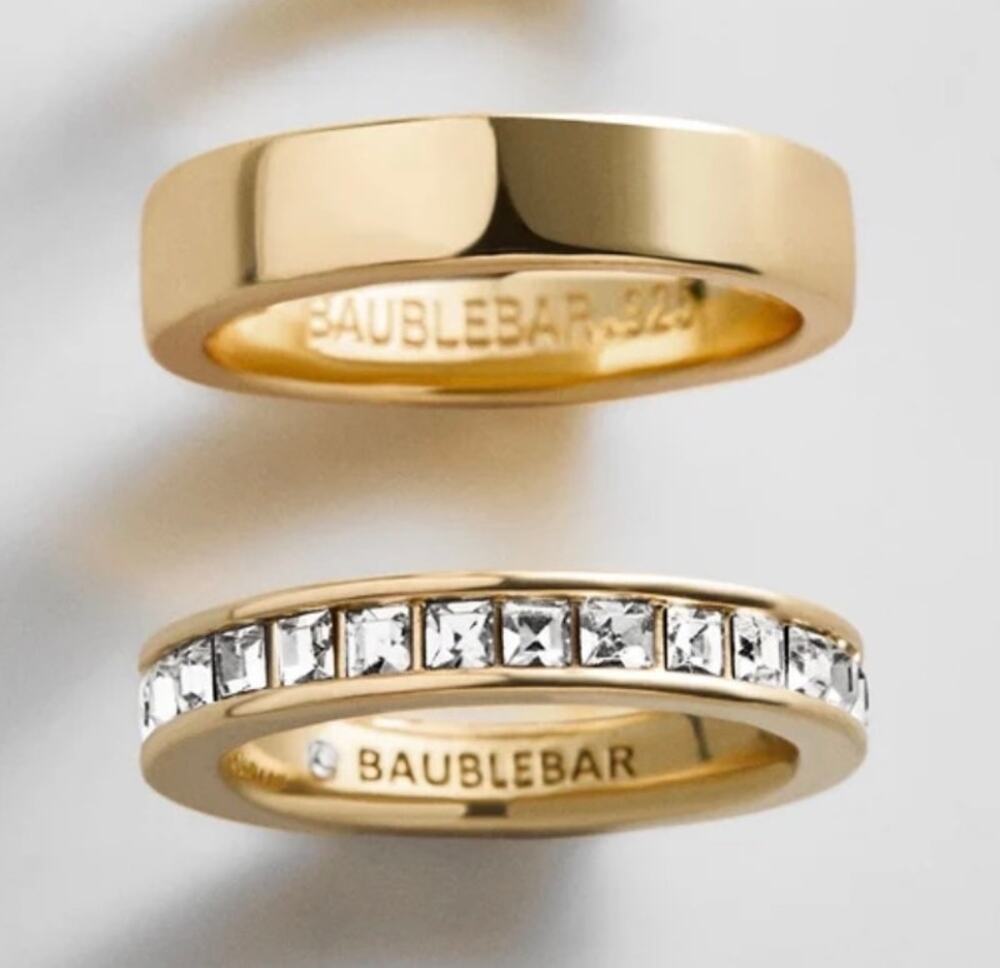 Baublebar Vera Waterproof Ring Set Gold Pave Size 6